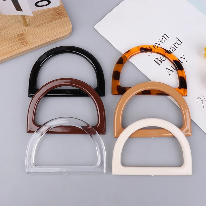 2Pcs Fashion D-Shaped Handbag Handles DIY Replacement Parts Handmade Crochet Handbag Making Supplies for Bag Decoration