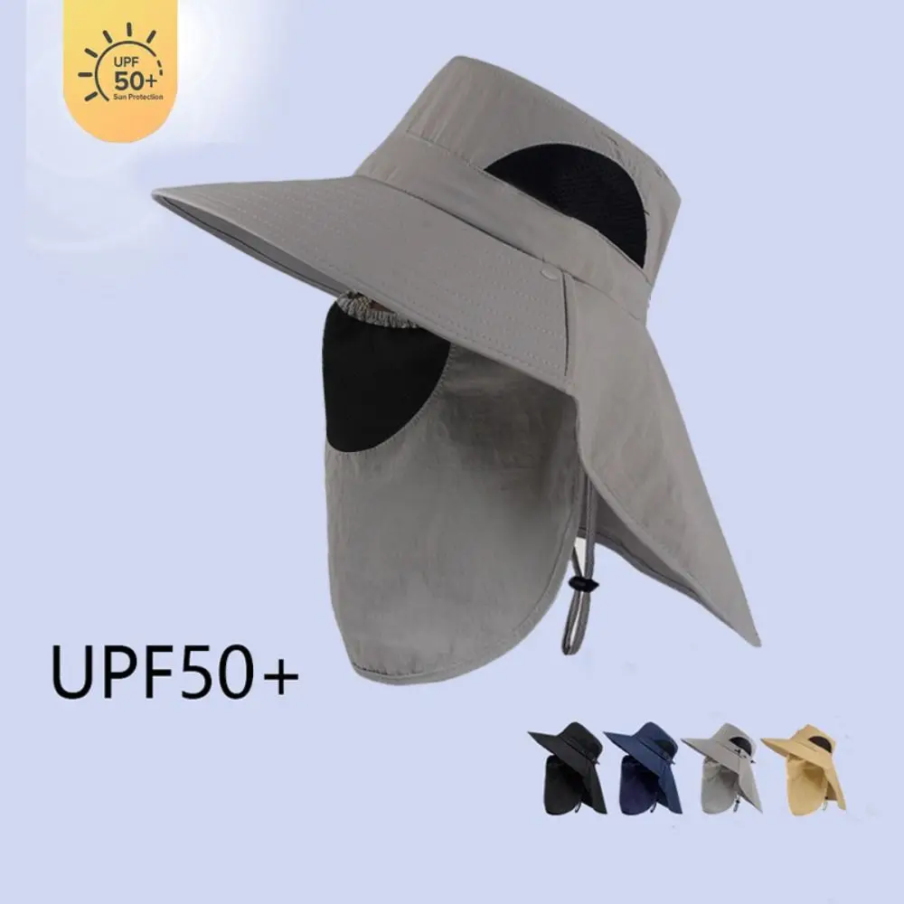 

Модная шляпа-ведро со съемной маской, дышащая анти-УФ-пляжная кепка с широкими полями, ветрозащитная солнцезащитная шляпа для улицы