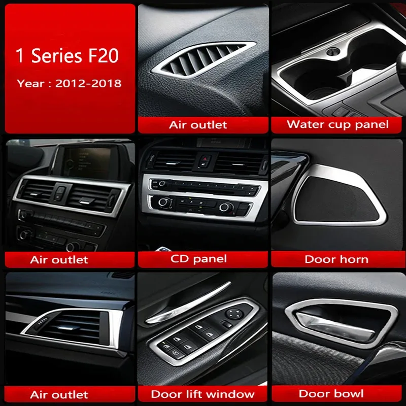 Para BMW Serie 1 2 F20 F21 F22 F23 Cubierta de reposabrazos de puerta, panel de CD, aire acondicionado, cambio de marchas interior, accesorios de pegatinas para coche