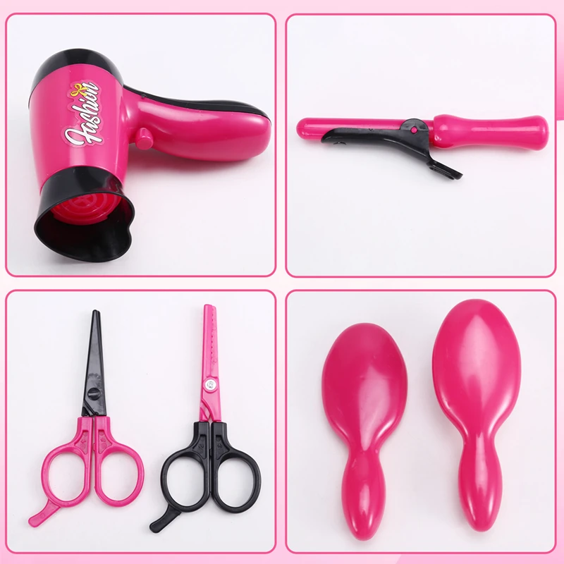 Kids Toys  Pretend Play Hairdressing Hair Simulation Game Children Hair Styling Tools  Blow Dryer Curler Makeup Kit Toys