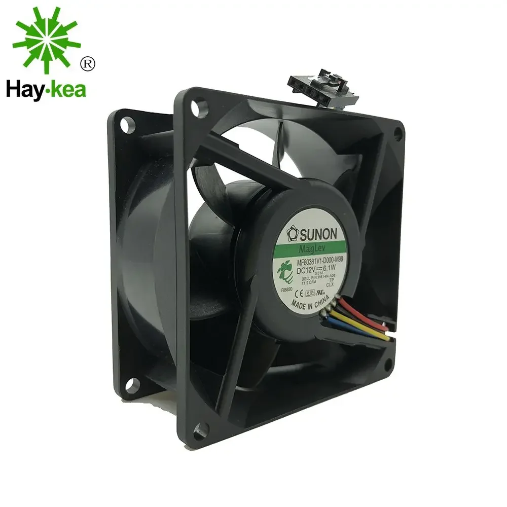 Ventilador de refrigeração do servidor quadrado, SUNON H814N-A00, MF80381V1-D000-M99, DC 12V, 6.1W, conector de 4 fios, 4 pinos, 80mm, 80x80x38mm