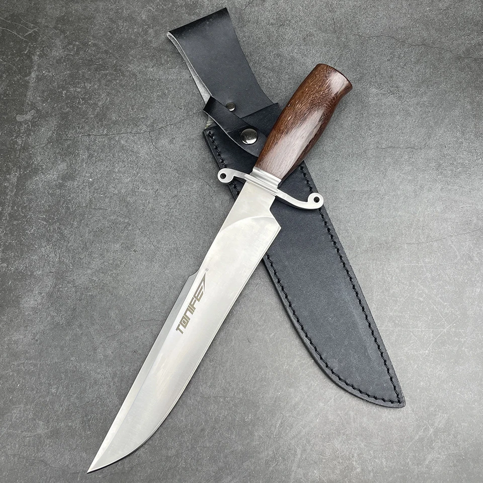 

Tonife Ranger HKT7001 Fixed Blade Knife with Leather Sheath Blackwood Handle 14.7-Inch Overall