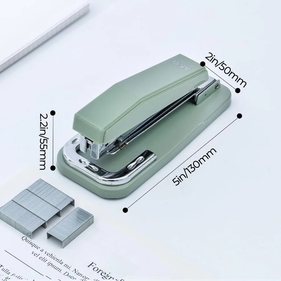 SwingArm Stapler with 50 Sheet Capacity 360 Rotation 1000 Staples for Booklet Binding Durable for Office School Home Green