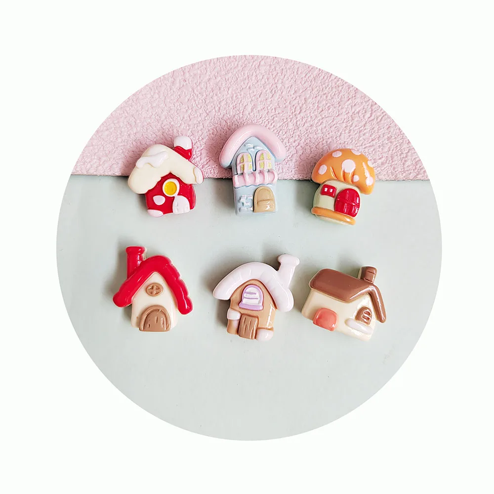 

Cute Resin Mini Simulation House Flat Back Cabochon Scrapbook Kawaii DIY Embellishments Charm Decorate Accessories