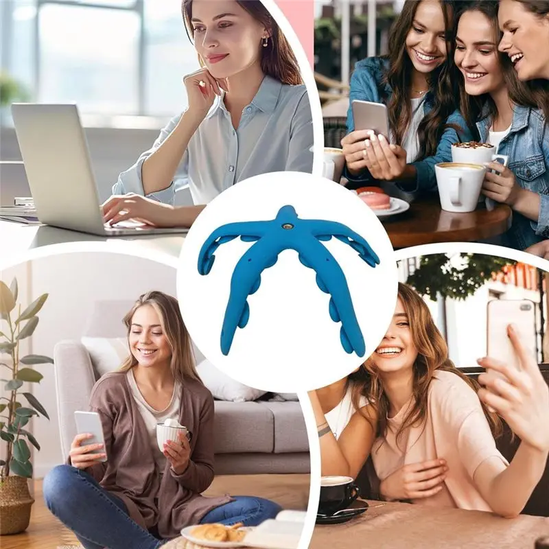 حامل هاتف A14E-Tentacle - حامل كاميرا شفط مرن مكون من 5 مخالب وكاميرا الحركة وحامل كوب شفط قابل للانحناء