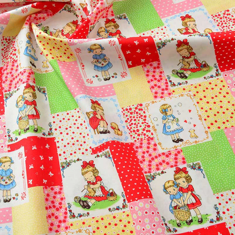 Handmade Fabric DIY Cotton Cartoon Flower Print Children\'s Clothing by Half Meter