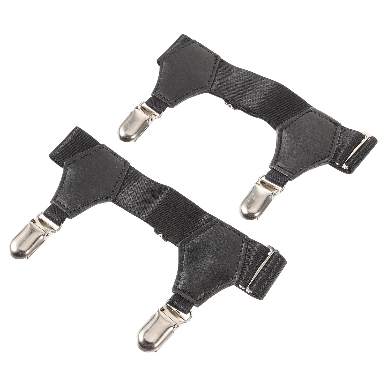 

2pcs Black Double Head Duckbill Clips Non Slip Socks Keeper Fixed Garter Strap Unisex Adjustable Sock Stay Leg Ring For Men