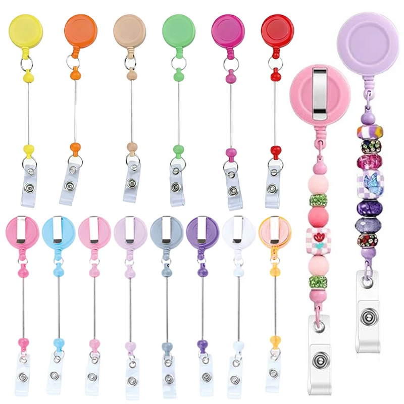 5/15 Pack DIY Beaded Badge clip with Swivel Clip and Beading Strap Bulk Lanyard Accessories for Nurses Teachers Office Staff TMZ