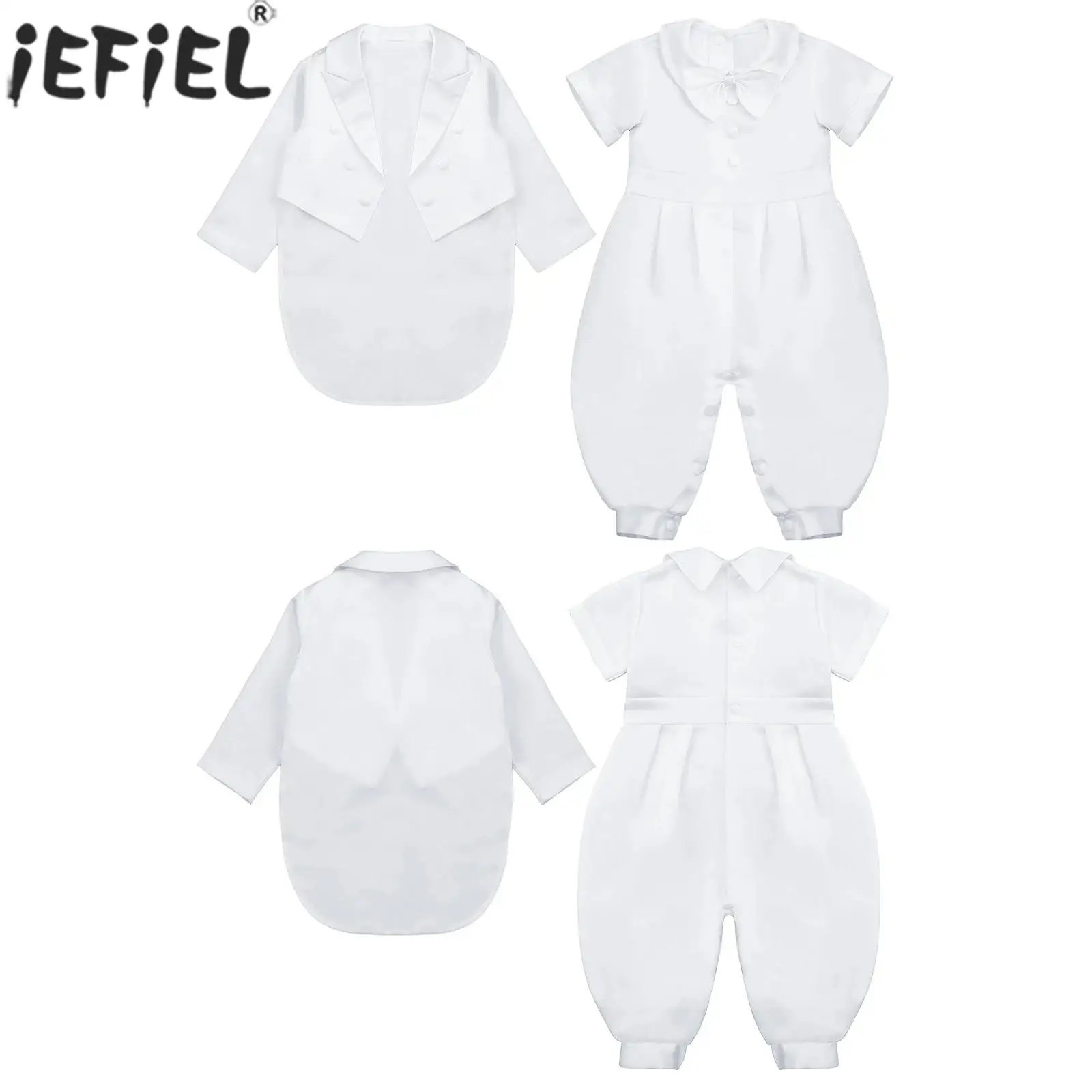 

Baby Boys Formal Christening Jacket Romper Long Sleeve Gentlemen Tuxedo Blazer Short Sleeve Jumpsuit for Baptism Wedding Party