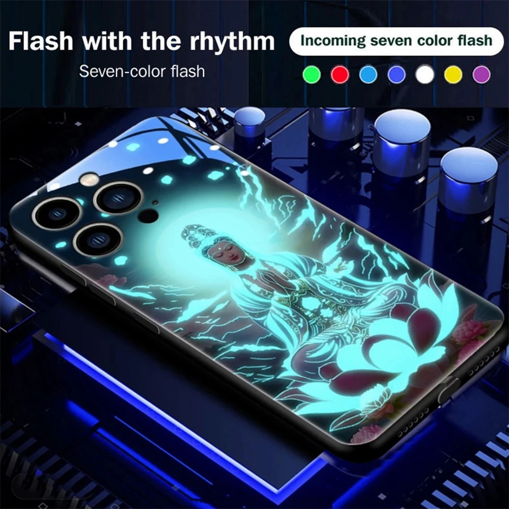 Buddhaland Gleams Design Schallgesteuerte LED-Blitzhüllen Leuchtende Glasabdeckung für Samsung S26 S25 S24 S23 S22 S21 FE Plus Ultra – Detail 20