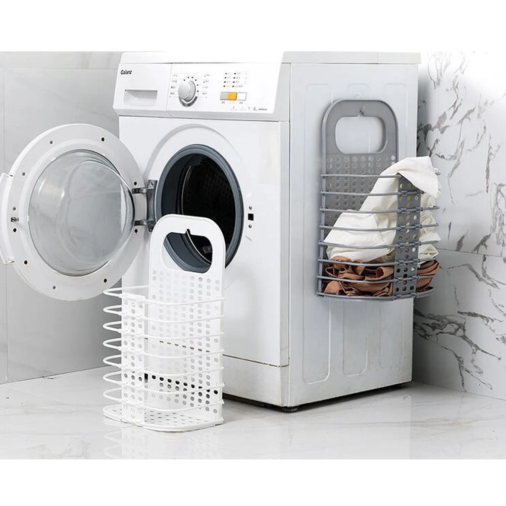 

Foldable Dirty Clothes Basket Wall-Mounted Collapsible Laundry Hamper Storage Organizer White Household Clothes Basket Bedroom
