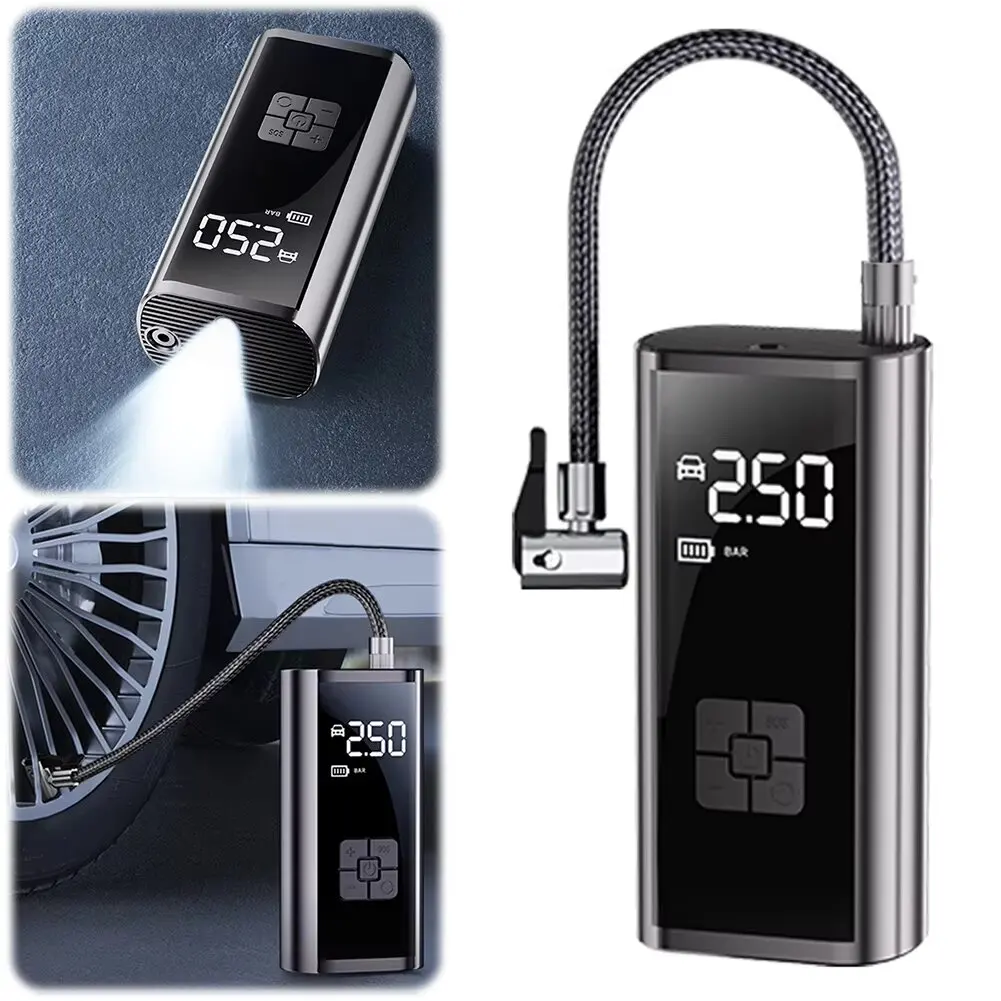 Car Electrical Air Pump  Tire Inflatable Pump LCD Display Mounted Motorcycle Bicycle Ball Portable Inflator Compressor image 2