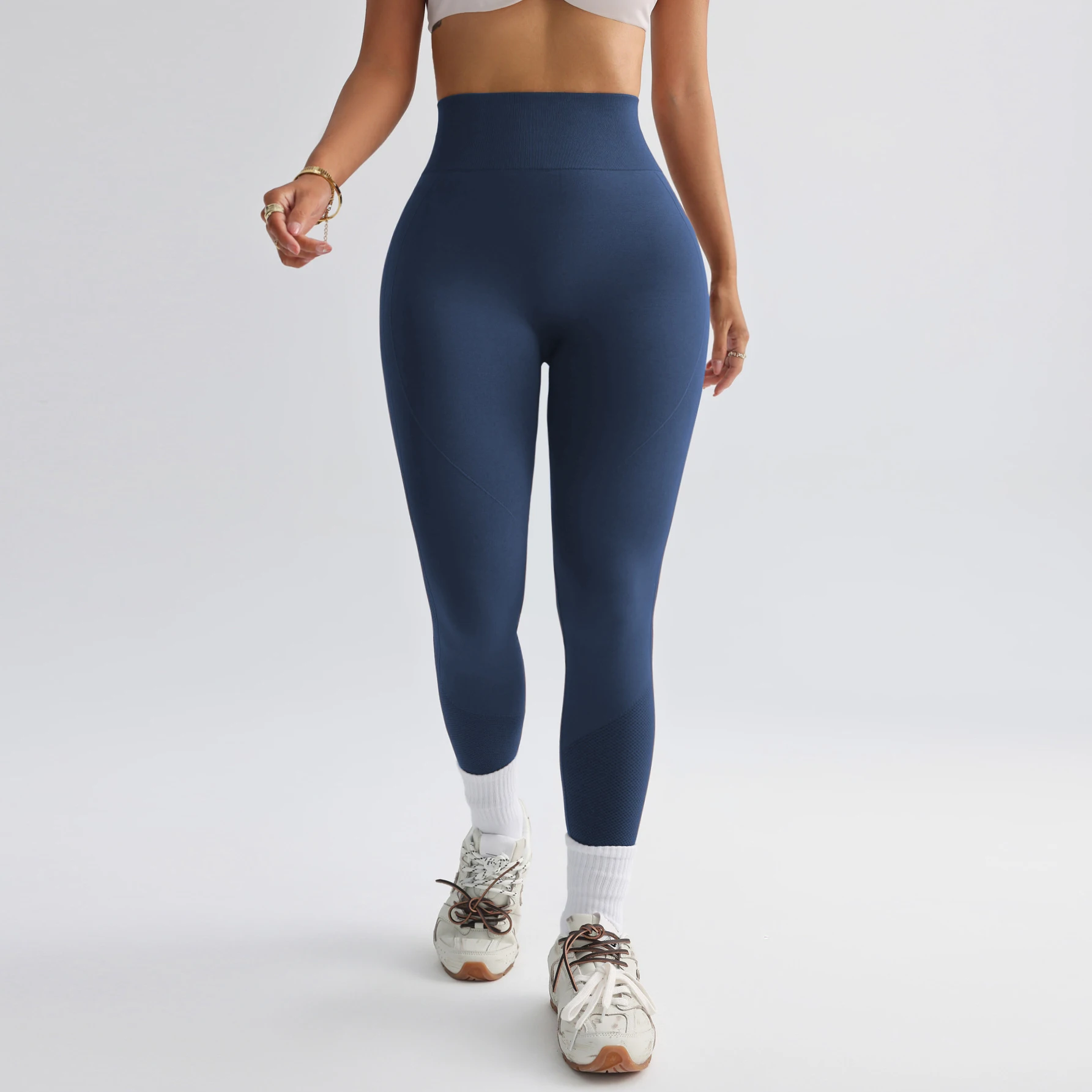 Women Solid Leggings Arch Gym Fitness Athletic Workout Elastic Leggins Yoga Pants Sports High Waist Scrunch Training Tights