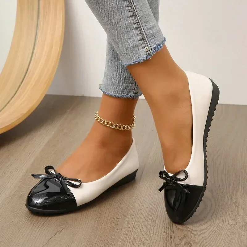 Wzór kokardy damskie buty wiosenne damskie mokasyny z płytkimi ustami designerskie buty Oxford New Fashion Casual balet Soft podeszwa buty