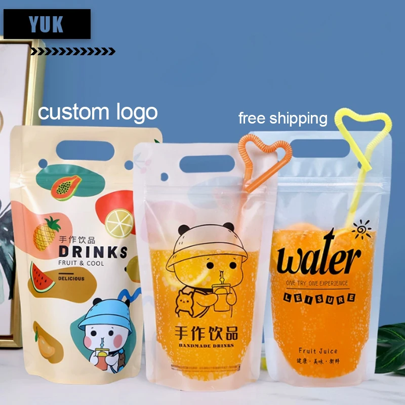 Disposable Juice Milk Tea Portable Drink Doggy Bag Customized Coffee Drink Ziplock Bag Frozen Juice Package