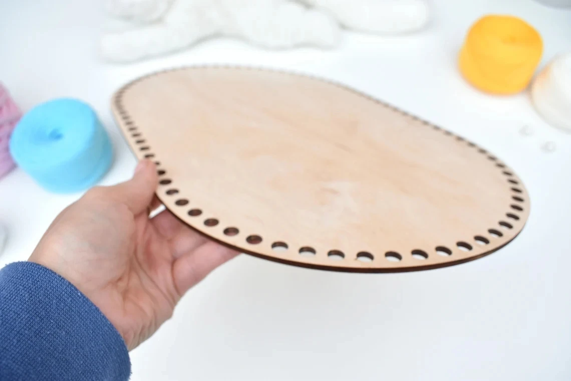 Large 40x27cm rounded rectangle wood base for crochet basket  Wooden bottom for dolls moses basket