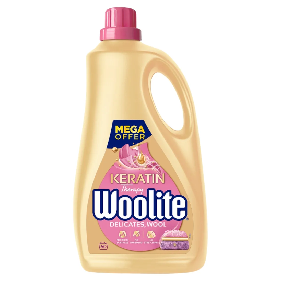 WOOLITE-terapia de queratina para lavandería, tejidos delicados líquidos y lana, 60 lavados, 3,6 L