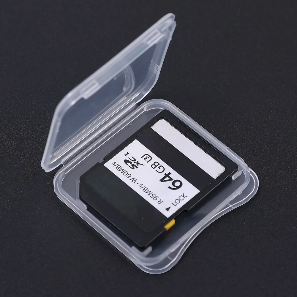 Transparent Storage Box Micro SD Camera SIM TF CF Memory Card Case With Cover Anti Lost Phone TF Card Packaging Box Protector