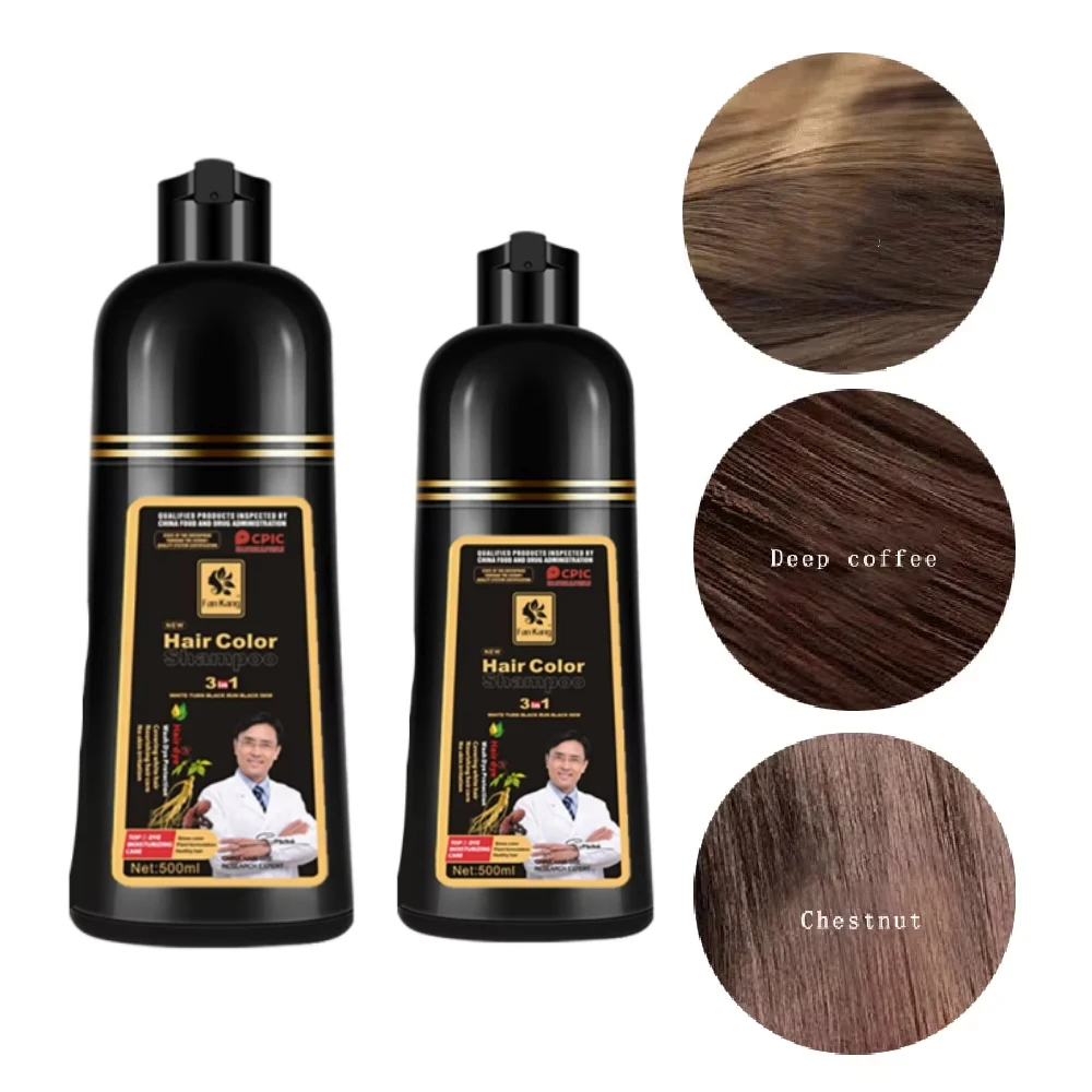 Long Lasting Hair Color Shampoo 3 in 1 Black Hair Dye Shampoo for Women&Men Natural Herbal Safety Cover White Gray Hair Cream