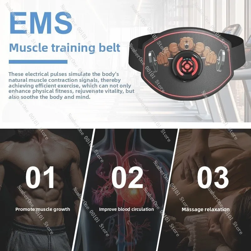 EMS Abdominal Muscle Trainer Belt, Electric Pulse Fitness Toning Belt, OEM Custom Smart Muscle Stimulator for Home Gym