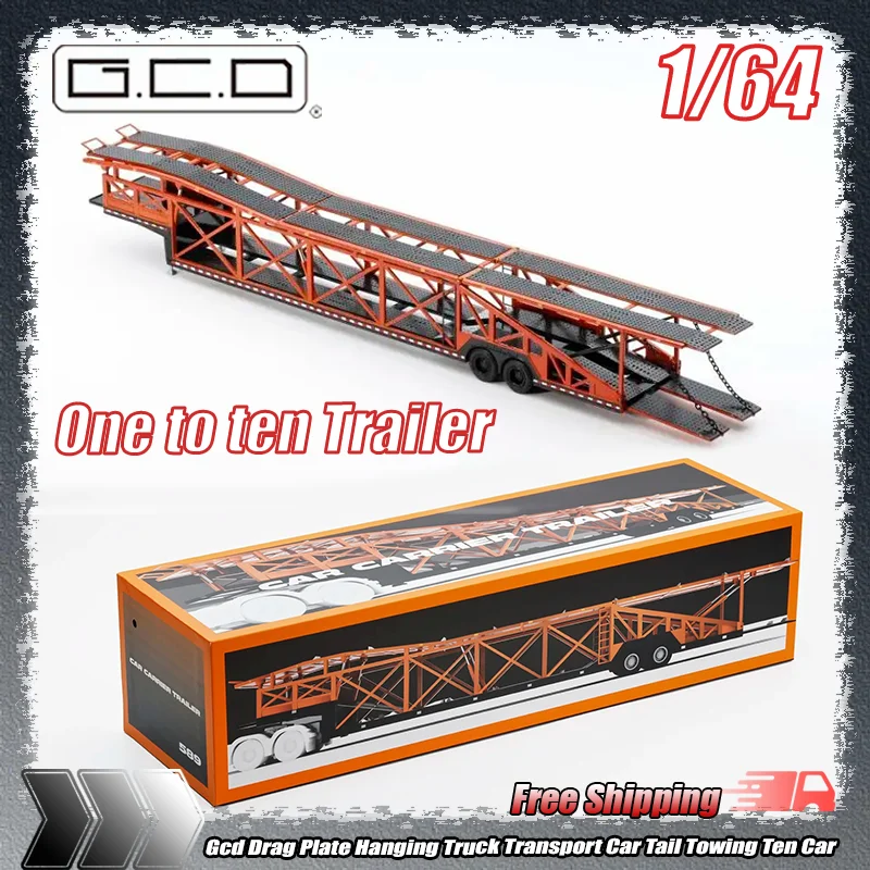 

Gcd 1:64 Drag Plate Hanging Truck Transport Car Tail Towing Ten Car Transport Simulation Alloy Micro Die-Cast Car Model Toy Gift