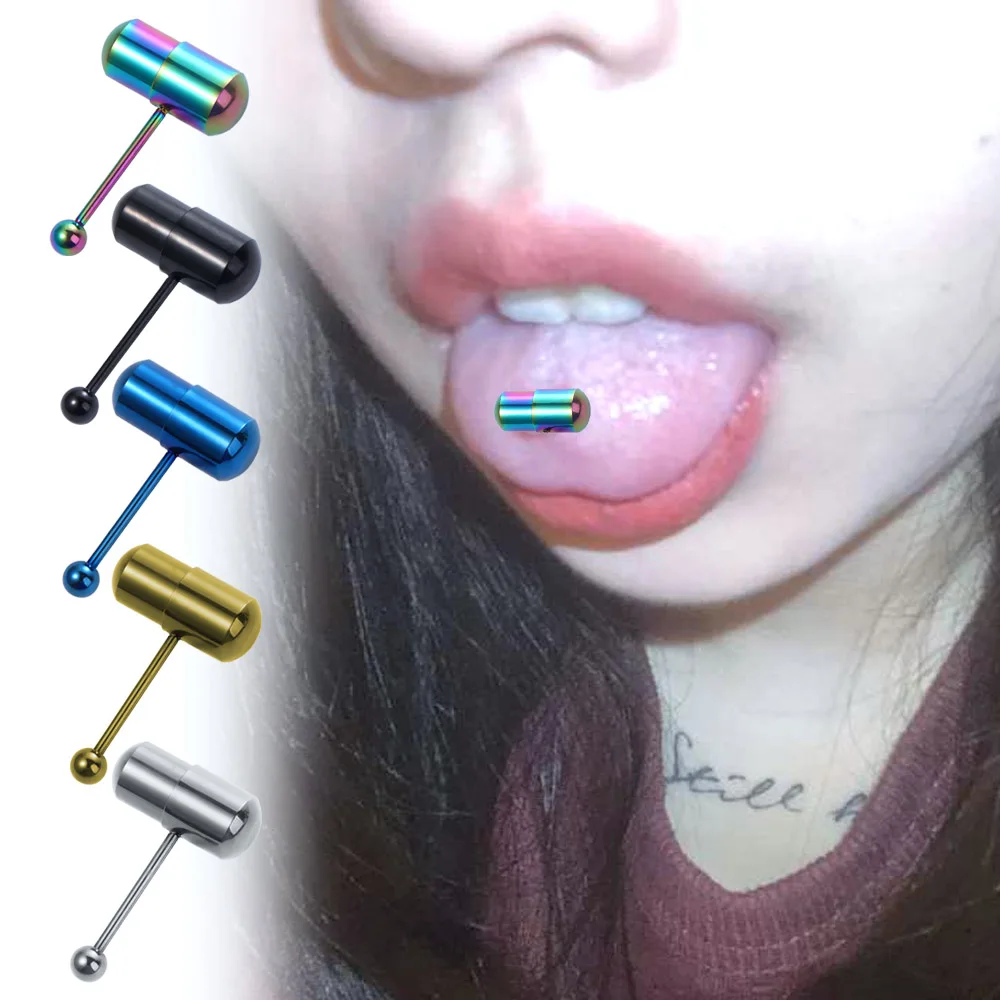 Stainless steel vibrating tongue nail massage tongue nail tongue ring personality hip hop punk style body piercing jewelryunisex