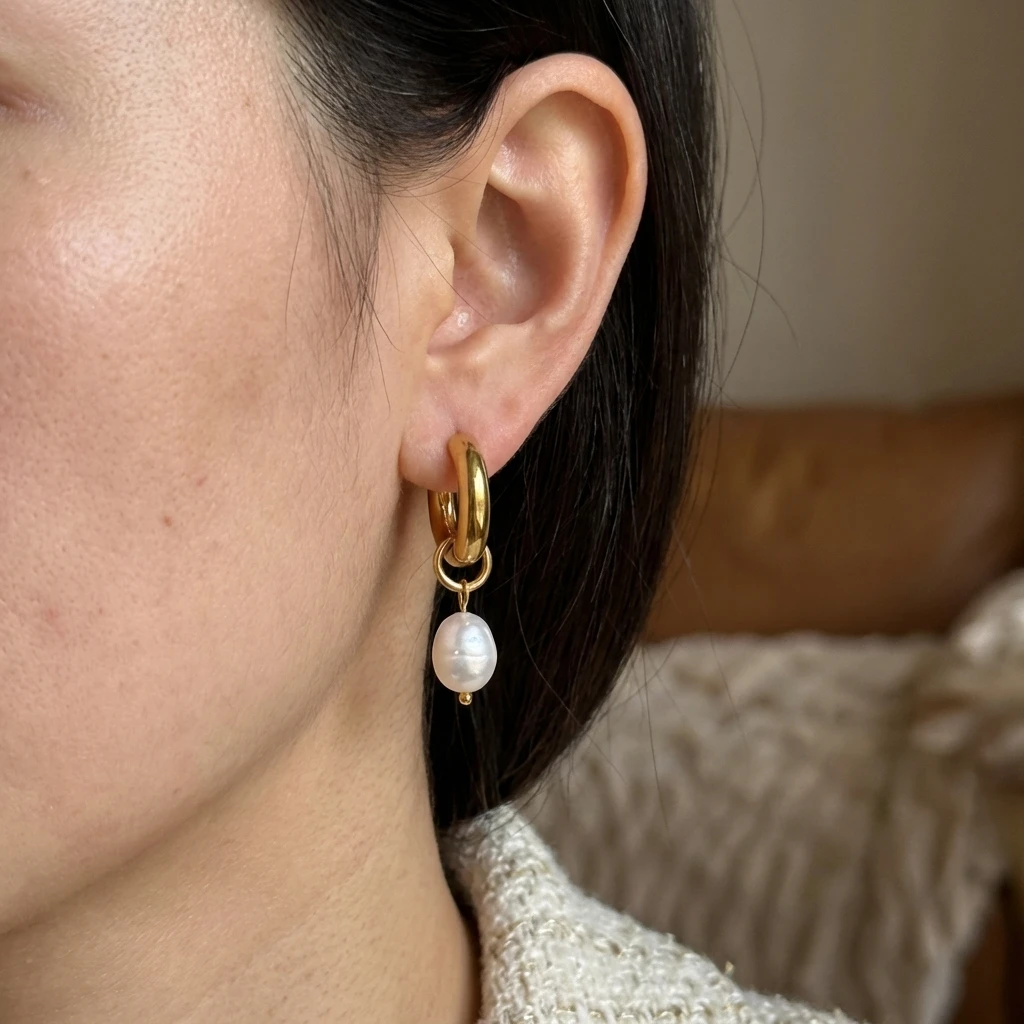 Modische Edelstahl-Perlen-Tropfenohrringe für Damen Sonnenglanz-Design Kühne Stile Eleganter Sitz Schicker Alltagsschmuck Geschenk – Detail 3