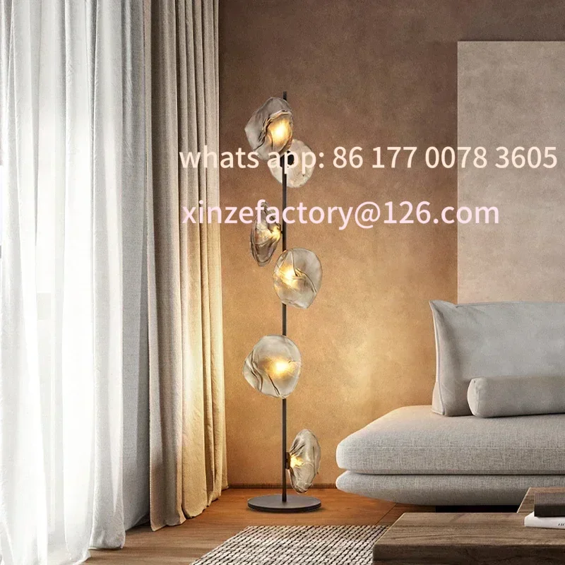 Customizable Nordic Creative Glass LED Floor Lamp Modern Living Room Villa Standing Light Bedroom Study Reading