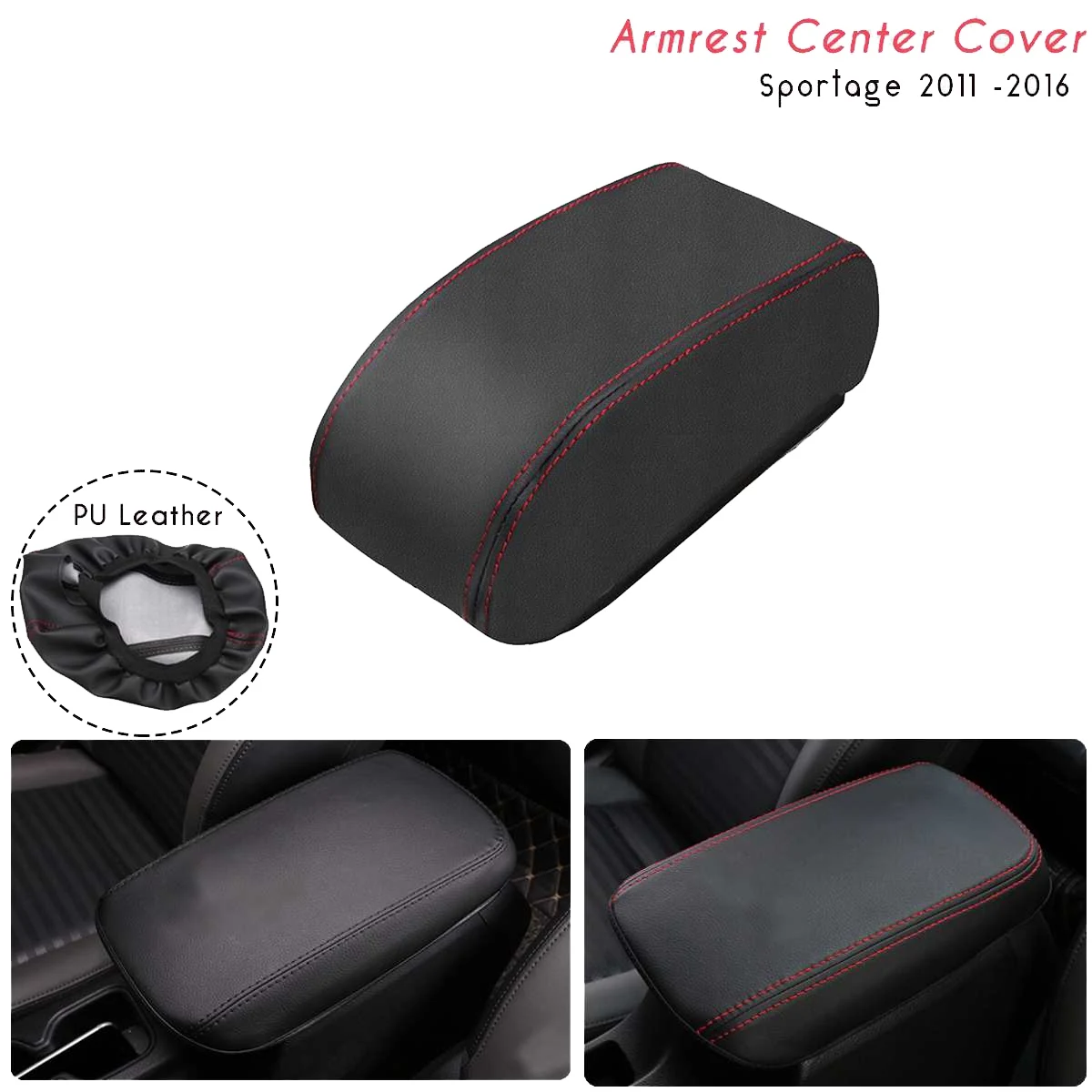 Car Center Console Leather Armrest Box Cover for Kia Sportage MT 2011 2012 2013 2014 2015 2016