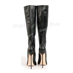 Solid Sexy Pointed Toe Mid Calf Boots Matte Leather 16CM Stiletto High Heel Fashion Concise Women Shoes 2025 Autumn Para Mujere