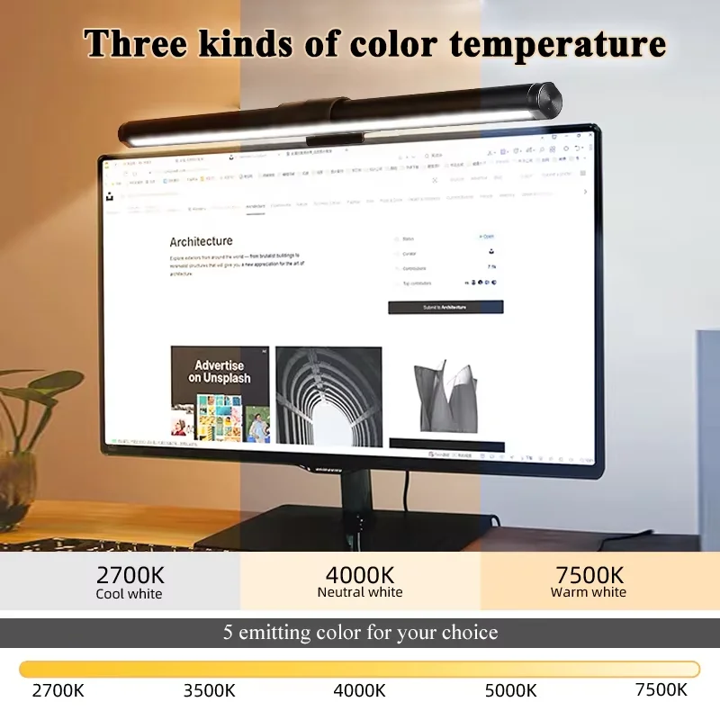 

RGB настольная лампа для чтения, монитор для ухода за глазами, бар, подвесные светильники для экрана компьютера, атмосферная настольная лампа с регулируемой яркостью для учебы, офиса