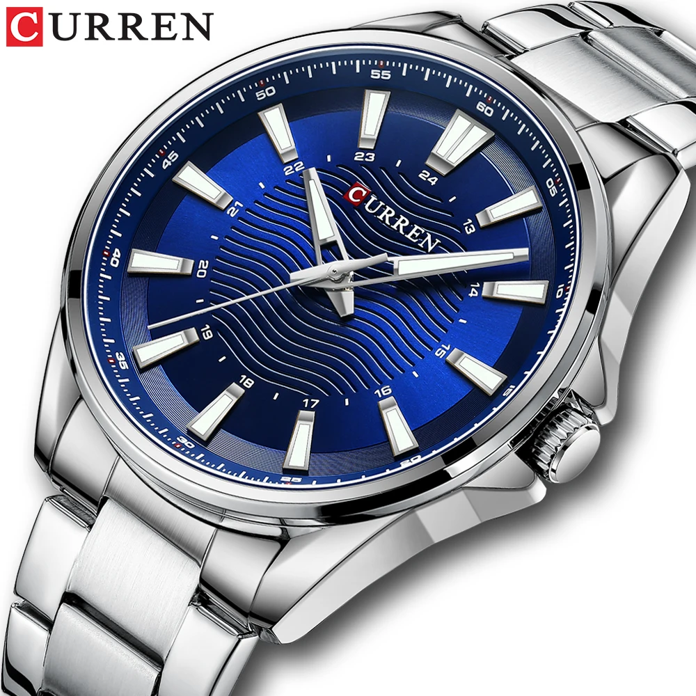 

Mens Watches CURREN Top Luxury Brand Gold Stainless Steel Band Watch Luminous Quartz Wristwatches for Men Waterproof Clock Male