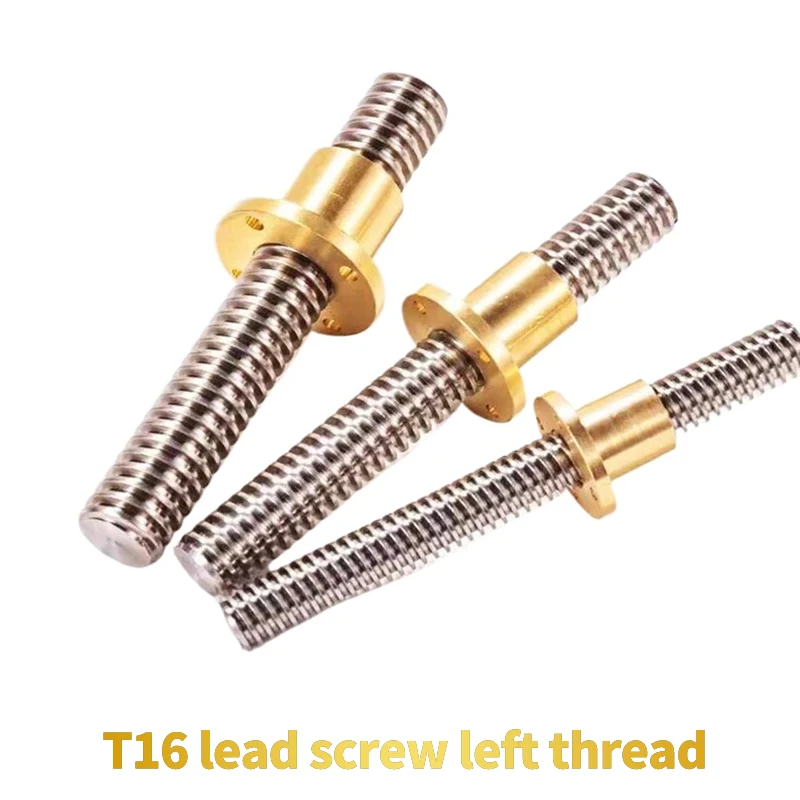 T16 Lead Screw Left-hand thread 16mm Linear Shaft Lead 4/3mm with Brass Nut Length 100mm-600mm 3D Printer CNC Trapezoidal Rod