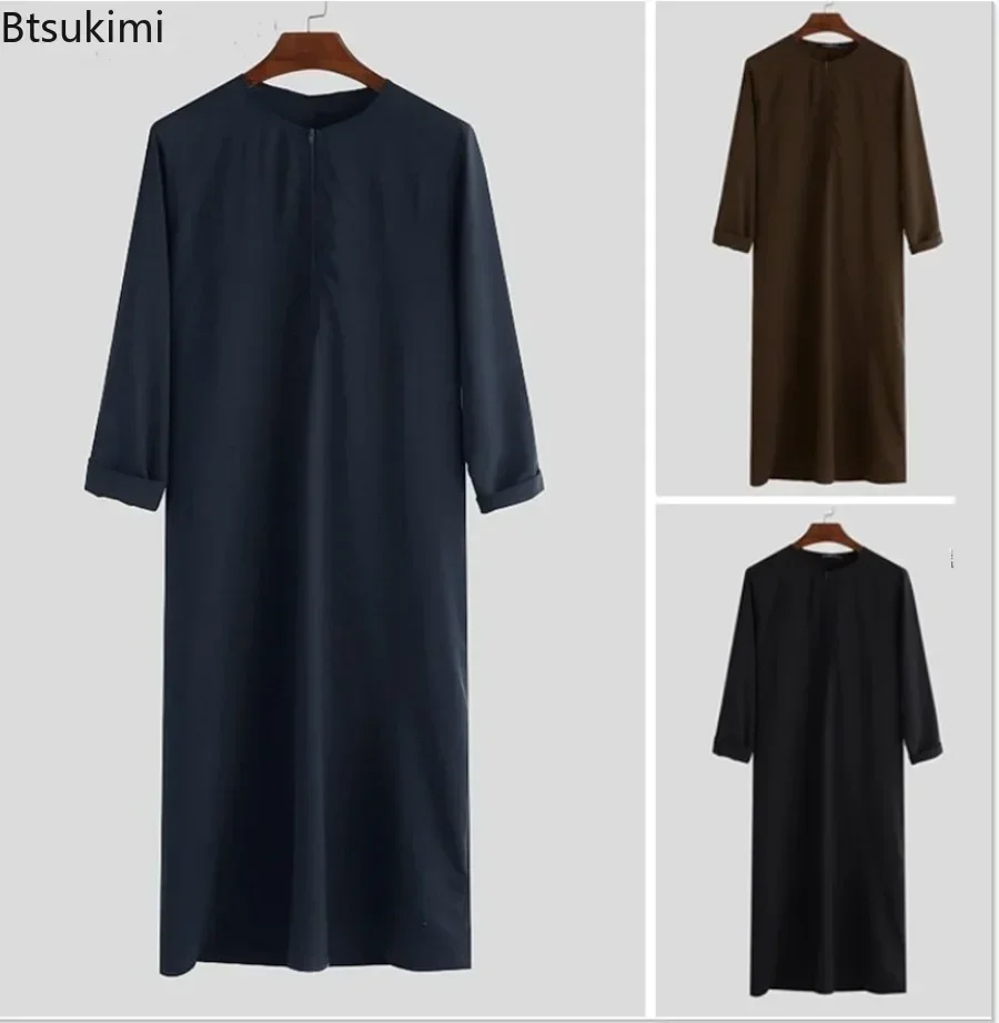 Eid Moslim Jubba Thobe Mannen Ramadan Borduren Lange Gewaad Kaftan Jurk DSaudi Musulman Abaya Dubai Arabische Turkije Islamitische Kleding