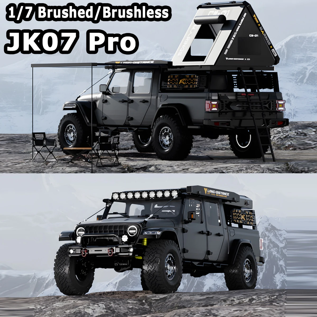 

1/7 Rarello JK07 Pro Гусеничный радиоуправляемый автомобиль Большая имитация альпинистского автомобиля с дистанционным управлением двухскоростной 4WD электрический внедорожник