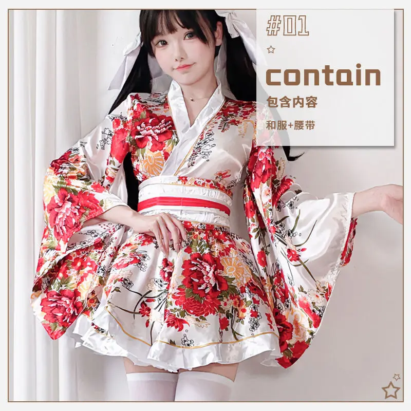 Original and improved Japanese-printed kimono waist princess dress