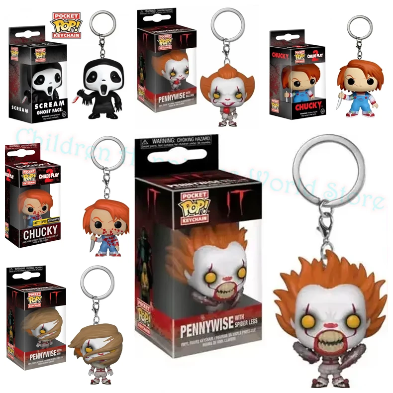 

FUNKO крик лицо карман Ghostface Pennywise Chucky брелок экшн-фигурки коллекция модель игрушки для детей Рождественский подарок