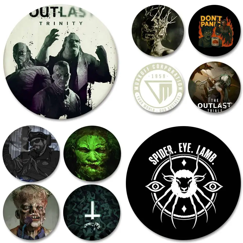 Game The O-outlast Trials Laser Round Badge Kreative Brosche Kleidung Rucksack Accessoires Anstecknadel