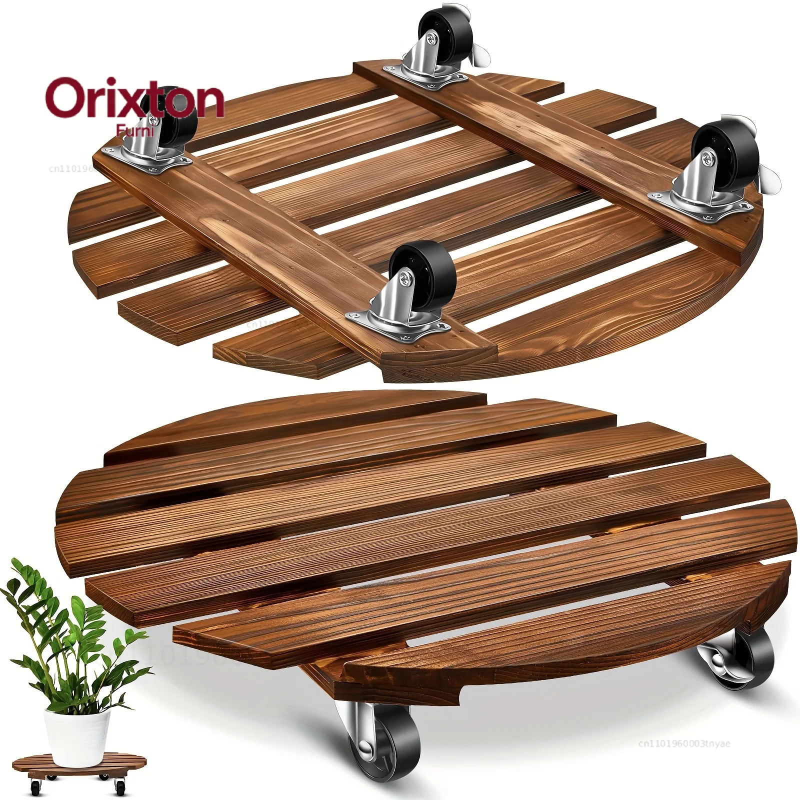 Plant Caddy Wooden Plant Stand Lockable Caster Wheels Heavy Rolling Stand Outdoor Indoor Plant Dolly Flower Pot Storage