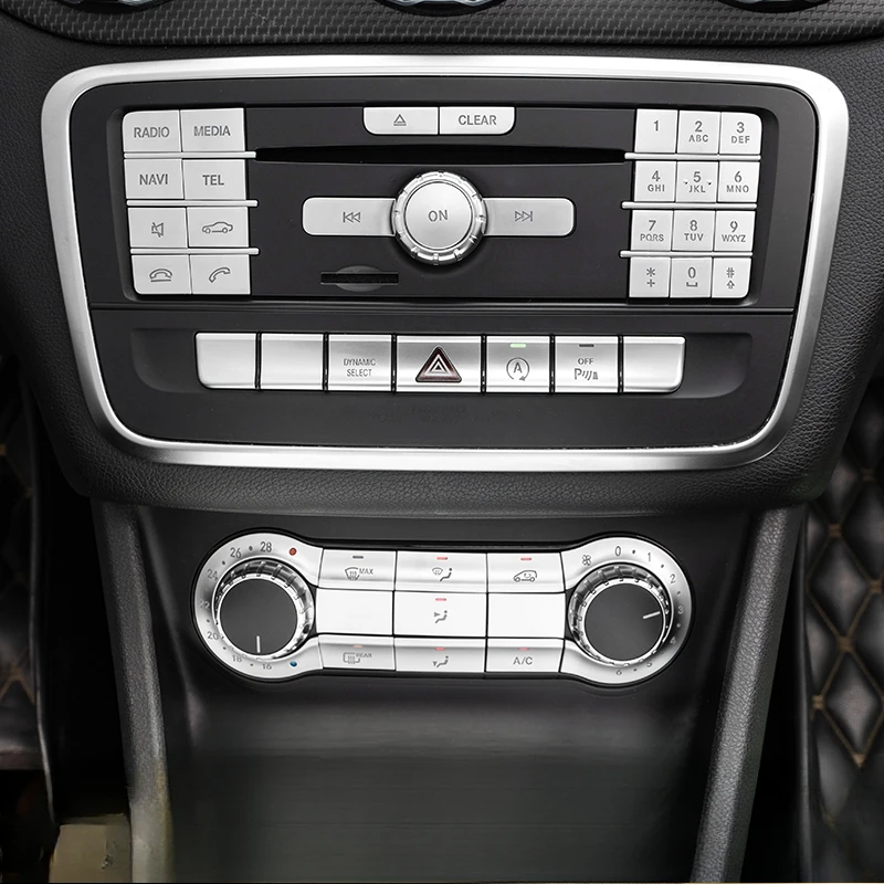 Pegatinas interiores de coche para Mercedes Benz GLA X156 CLA C117 A B Class W176 W246, CD Multimedia, botones, embellecedores,