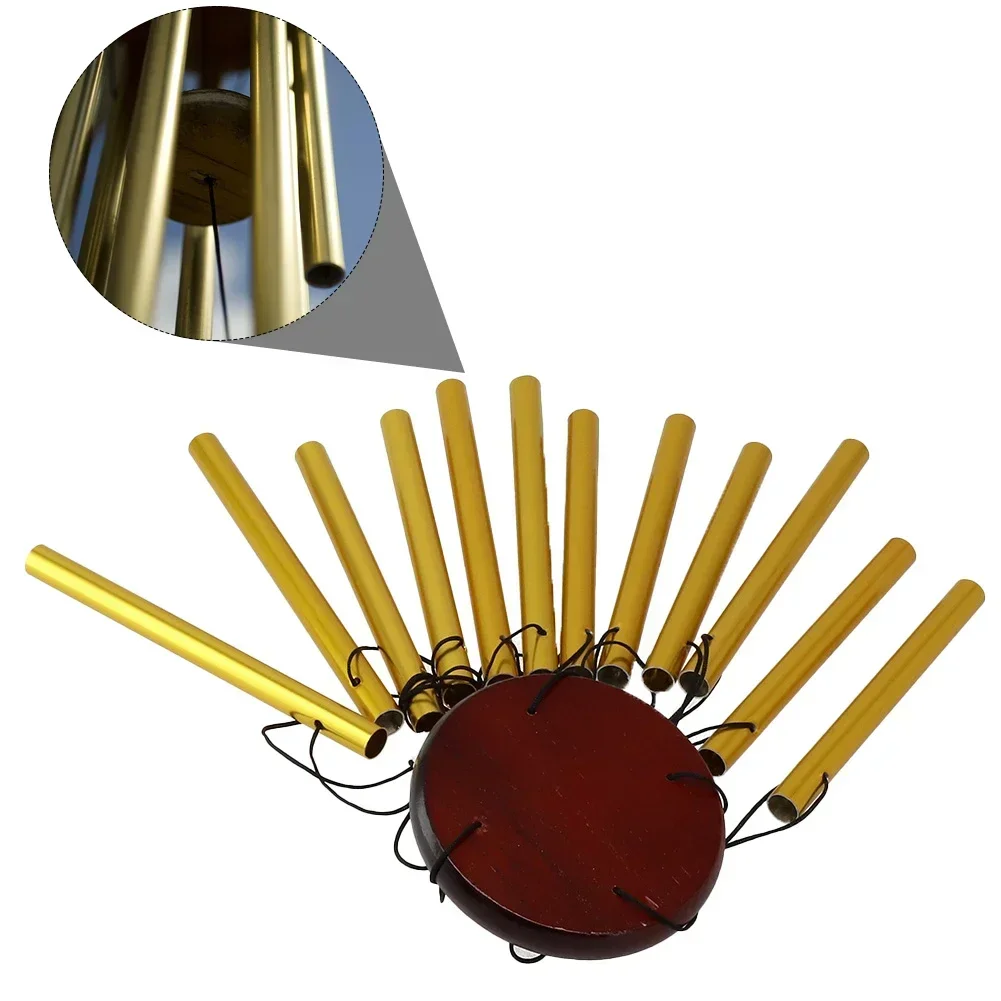 

12-трубные колокольчики, серебряный двор, алюминиевые колокольчики для балкона, трубки для кофейни, сада, украшения дома, золотая подвесная гостиная