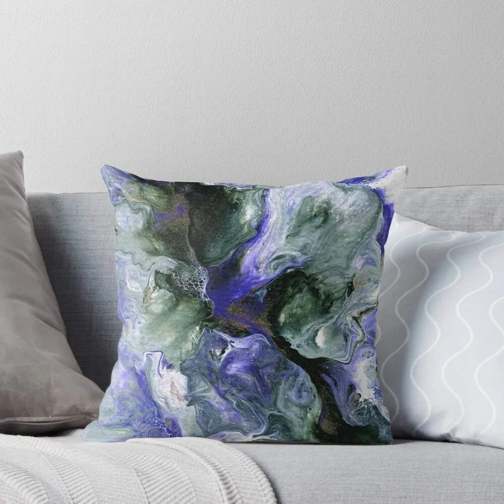 Fluid Art Abstract Purple Green Gold White Throw Pillow Christmas Pillow Cases Cushions Cover pillow