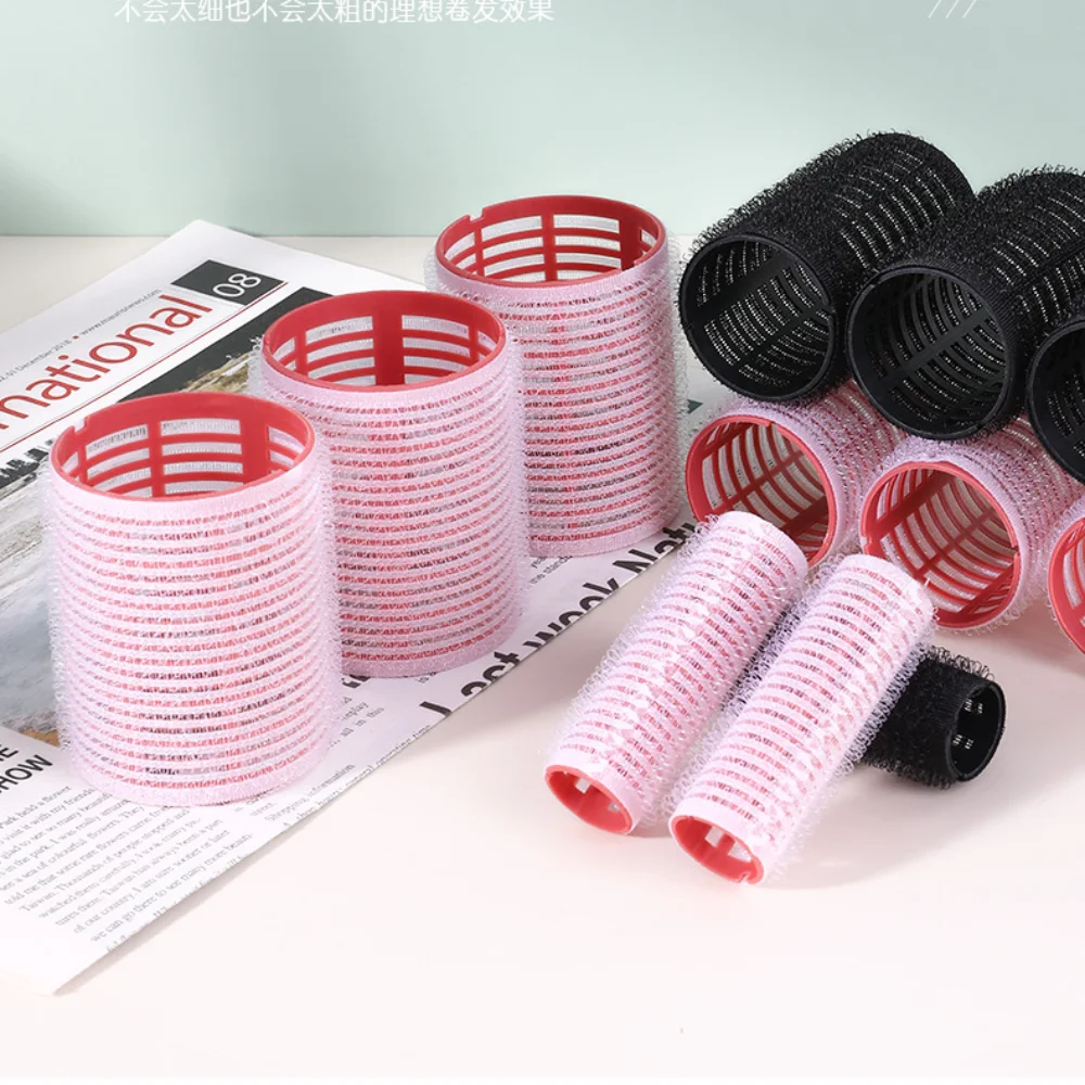 헤어롤 6Pcs Self-Grip Hair Rollers Heatless Hair Curlers No Heat Hair Bangs Volume Self-adhesive Hook Curlers DIY Styling Tools