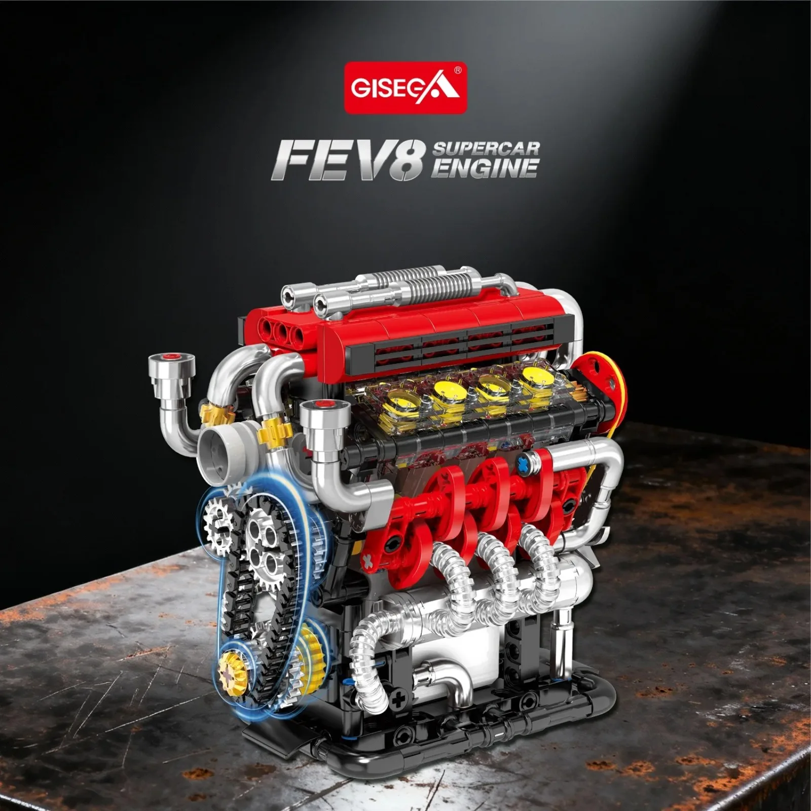 G8908 Blocchi meccanici del motore V8 elettrolitico 538PCS Kit di costruzione compatibile con modello supercar