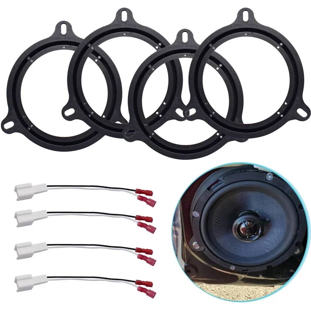 4PCS for Nissan Infiniti 6.5Inch Car Door Speaker Adapter Bracket + Wire Harness