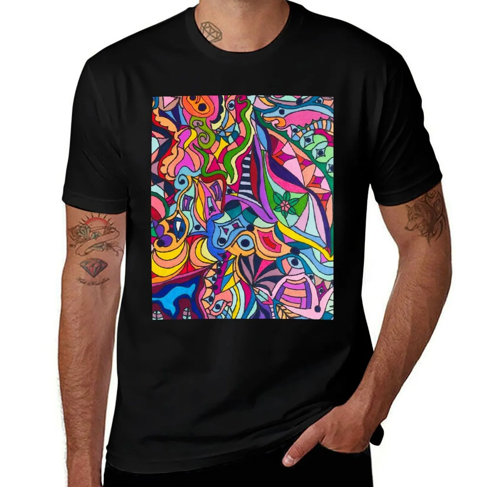 Trippy Rainbow Zentangle T-Shirt cute clothes aesthetic clothes graphic t shirt vintage men tshirt