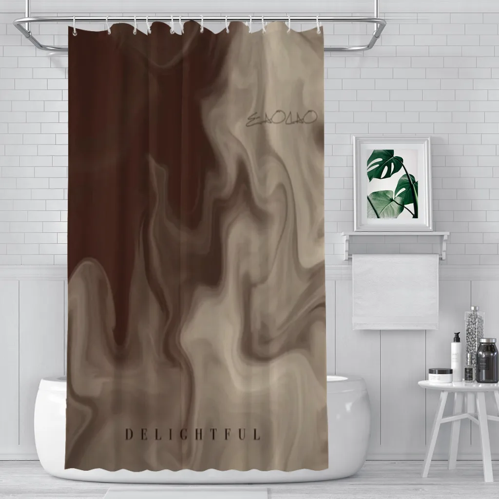 

Modern 3D Printing Coffee Fragrance Shower Curtain Landscape Bath Curtain With Hooks for Bathroom waterproof scenery