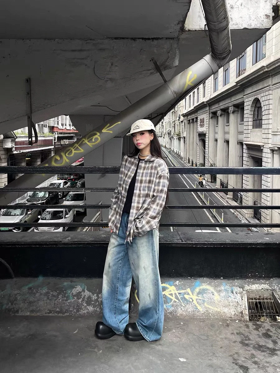 

New American Retro Long Sve irt Casual Versatile Cheered Faion Artistic Sle Spring Autumn ex Breathable Cotton