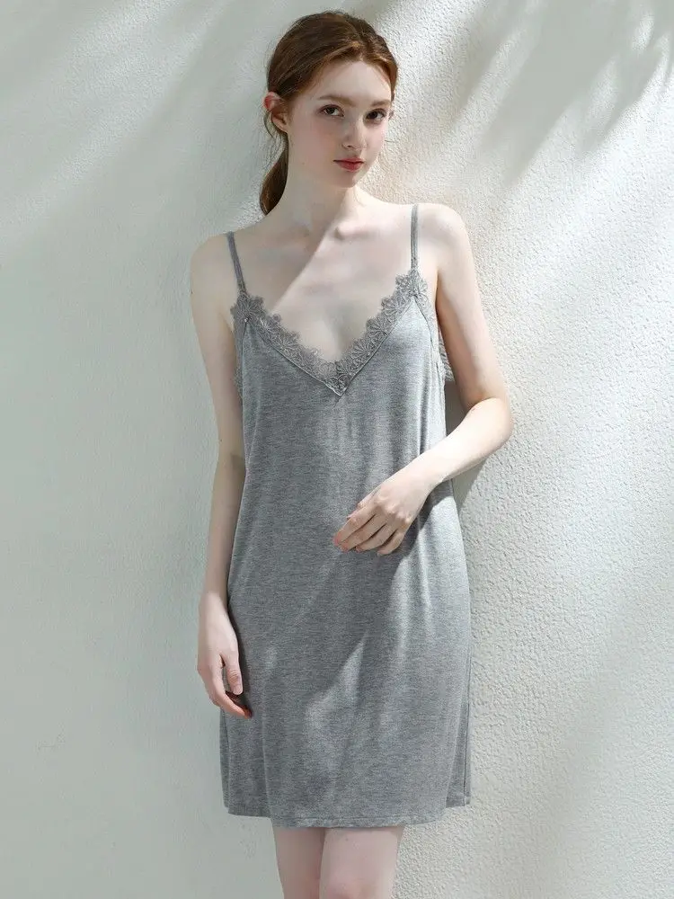 

150Kg Plus Size French Lace Nightgown Sexy Spaghetti Strap Cami Sleeveless Chemise Sleepwear Sleep Home Dress Bottom Mini Dress
