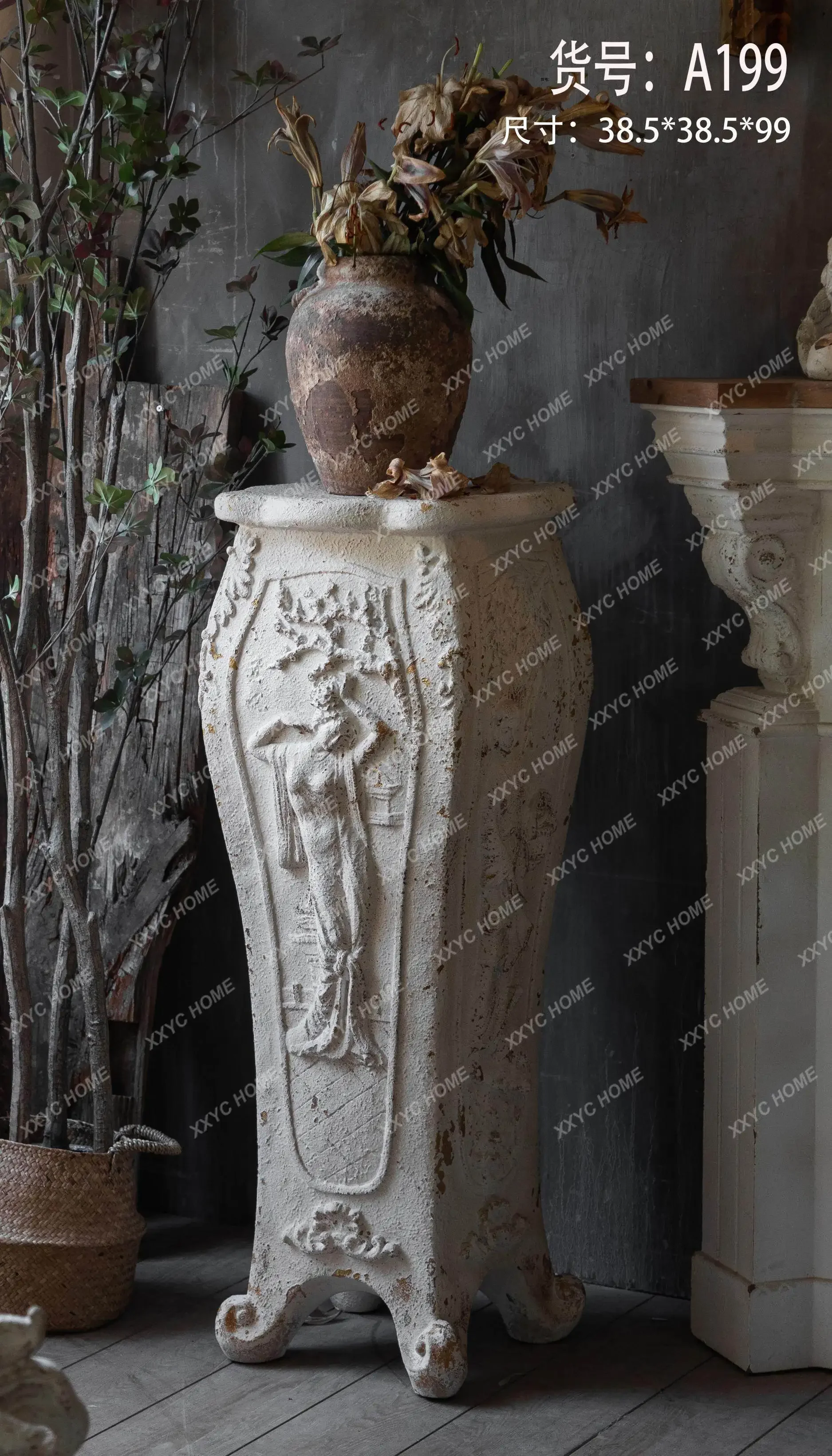L Export Retro Old Carved Roman Pier Ornament Portrait Base Wedding Window Decoration